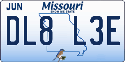 MO license plate DL8L3E