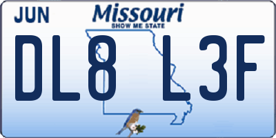 MO license plate DL8L3F