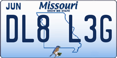 MO license plate DL8L3G