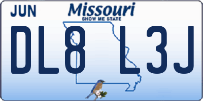 MO license plate DL8L3J