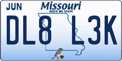 MO license plate DL8L3K