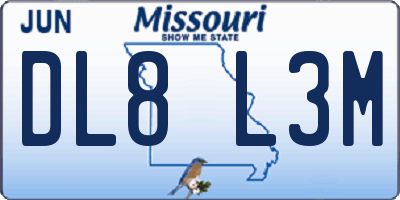 MO license plate DL8L3M