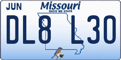 MO license plate DL8L3O