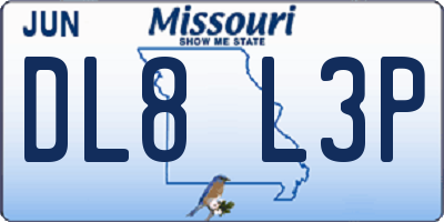 MO license plate DL8L3P