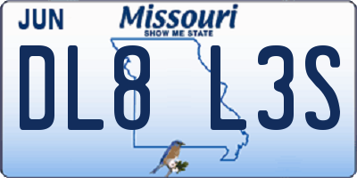 MO license plate DL8L3S