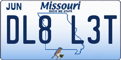 MO license plate DL8L3T