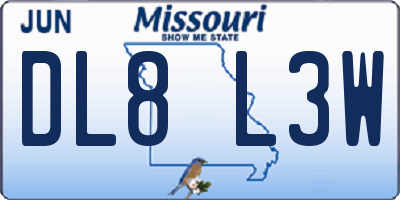 MO license plate DL8L3W