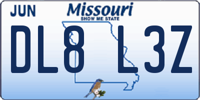 MO license plate DL8L3Z