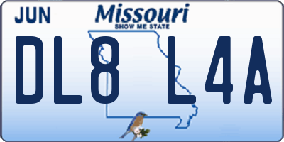 MO license plate DL8L4A