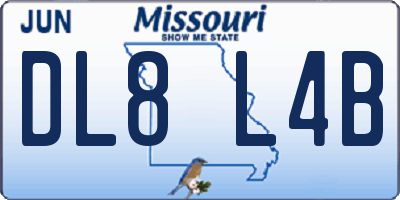 MO license plate DL8L4B