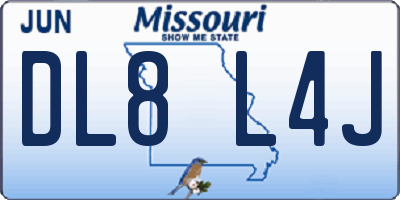MO license plate DL8L4J