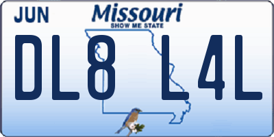 MO license plate DL8L4L