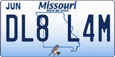 MO license plate DL8L4M