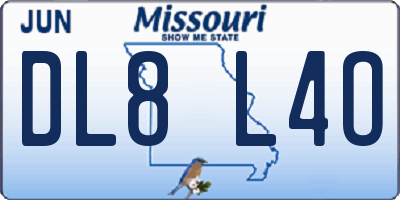 MO license plate DL8L4O