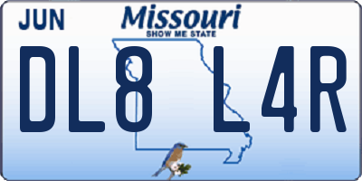 MO license plate DL8L4R