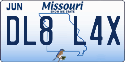 MO license plate DL8L4X