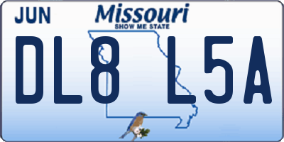 MO license plate DL8L5A