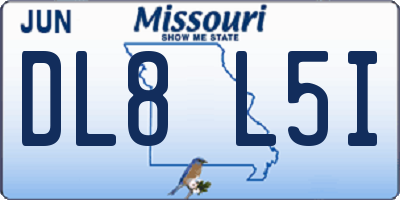 MO license plate DL8L5I