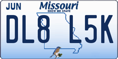 MO license plate DL8L5K