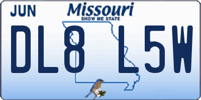 MO license plate DL8L5W