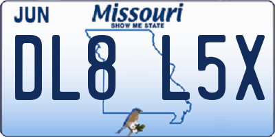 MO license plate DL8L5X