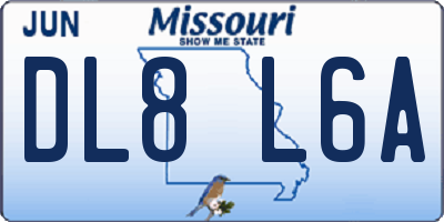 MO license plate DL8L6A