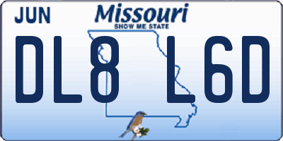MO license plate DL8L6D
