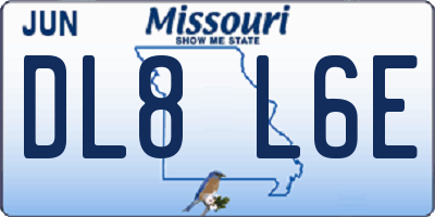 MO license plate DL8L6E