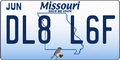 MO license plate DL8L6F
