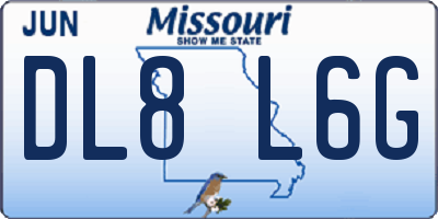 MO license plate DL8L6G