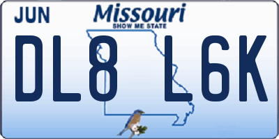 MO license plate DL8L6K