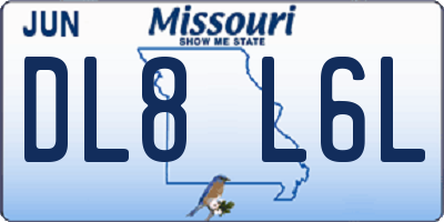 MO license plate DL8L6L