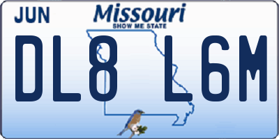 MO license plate DL8L6M