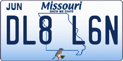 MO license plate DL8L6N