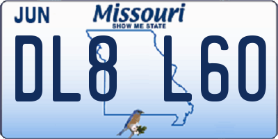 MO license plate DL8L6O