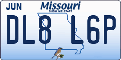 MO license plate DL8L6P