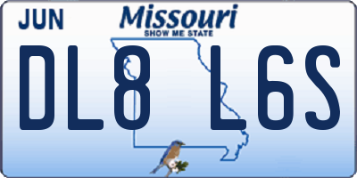MO license plate DL8L6S