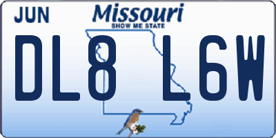 MO license plate DL8L6W