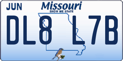 MO license plate DL8L7B