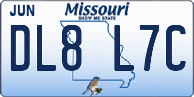 MO license plate DL8L7C