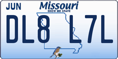 MO license plate DL8L7L