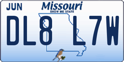 MO license plate DL8L7W