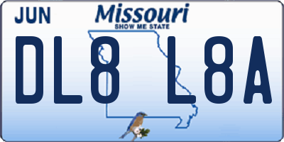MO license plate DL8L8A