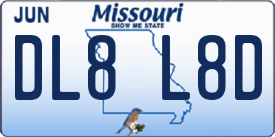 MO license plate DL8L8D