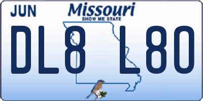 MO license plate DL8L8O