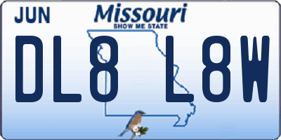 MO license plate DL8L8W