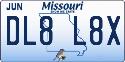MO license plate DL8L8X
