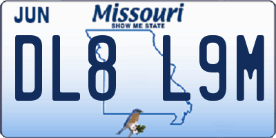 MO license plate DL8L9M