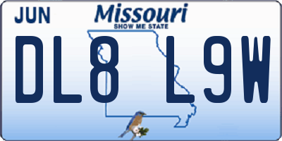 MO license plate DL8L9W