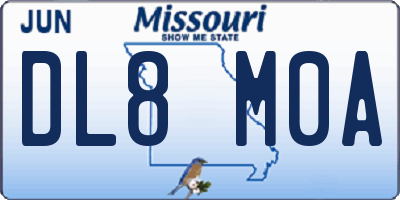 MO license plate DL8M0A